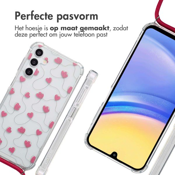 imoshion Design hoesje met koord Samsung Galaxy A15 (5G) - Dusty Rose Connected Hearts