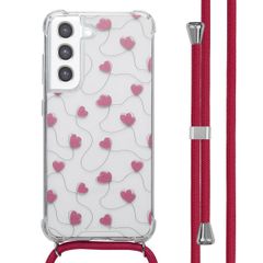 imoshion Design hoesje met koord Samsung Galaxy S21 FE - Dusty Rose Connected Hearts