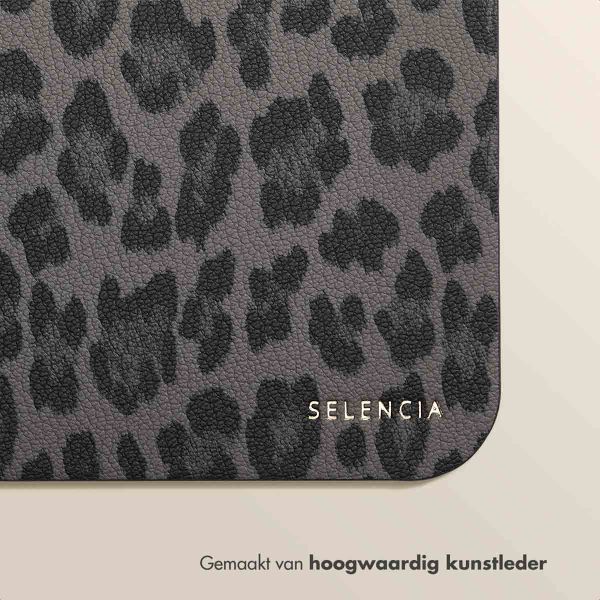 Selencia Sabi Kunstleren Muismat met Panterprint - 20 x 24 cm - Midnight Black