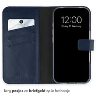 Selencia Echt Leren Bookcase Apple iPhone 18 Pro Max / 17 Pro Max - Blauw