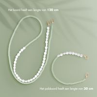 Selencia Telefoonkoorden set met Parels en Elastiekjes - Pistache Cream