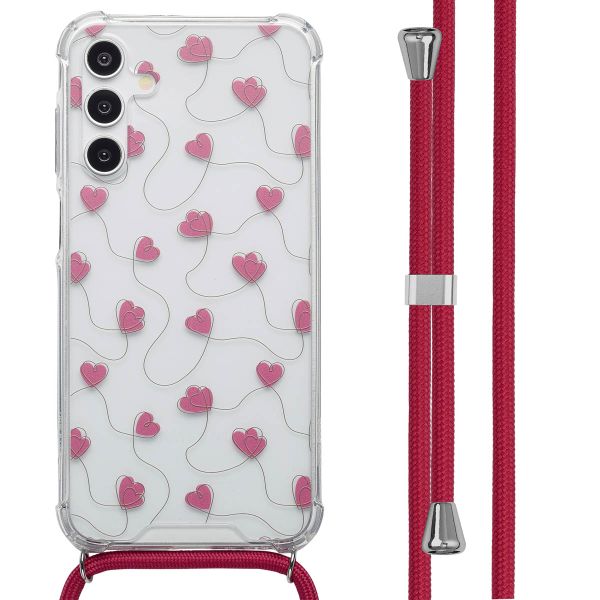 imoshion Design hoesje met koord Samsung Galaxy A15 (5G) - Dusty Rose Connected Hearts