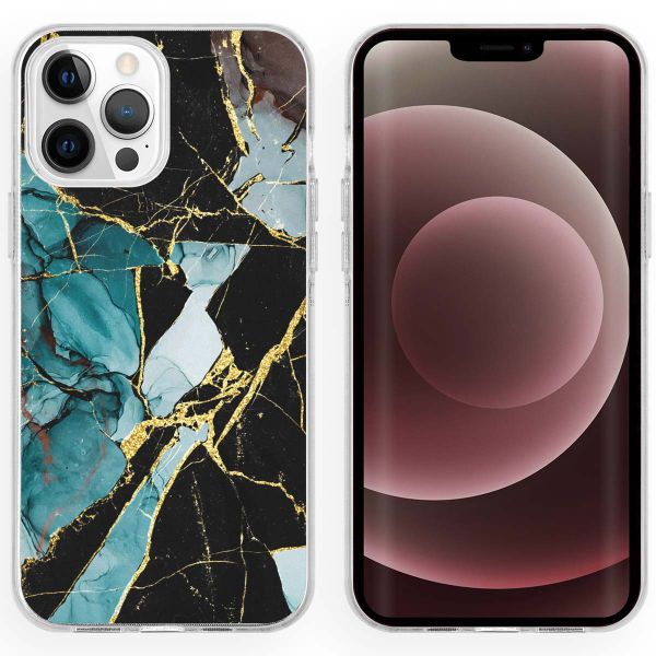 imoshion Design hoesje Apple iPhone 13 Pro Max - Marmer - Gebroken Blauw