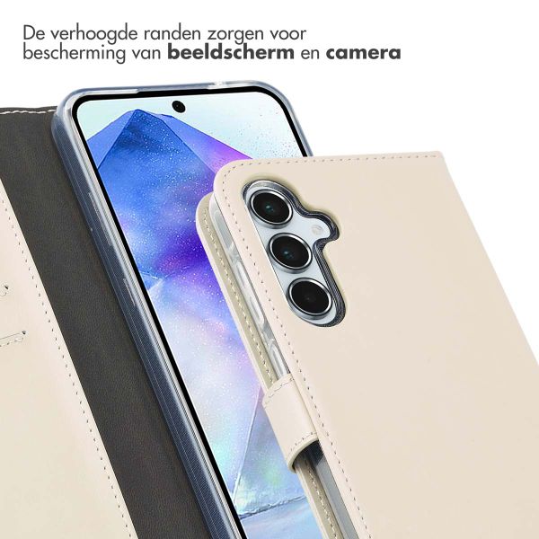 Selencia Echt Lederen Bookcase Samsung Galaxy A55 - Greige