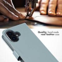 Selencia Genuine Leather Book Case Apple iPhone 16 Plus - Air Blue