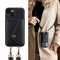 Selencia Sera Phone Case with Cord and Envelope Card Holder Apple iPhone 14 - Black