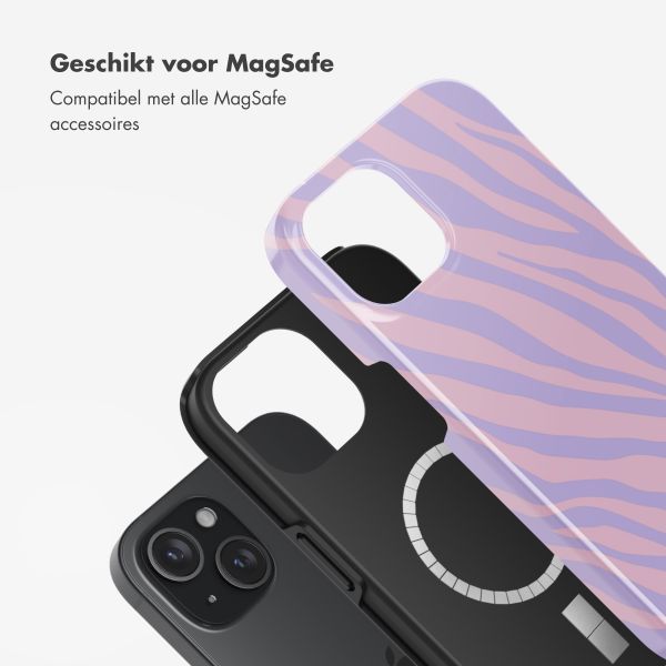 Selencia Vivid Tough Backcover met MagSafe iPhone 15 - Zebra Light Pink Lilac