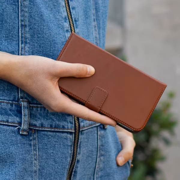 Selencia Echt Leren Bookcase Huawei P20 Lite - Lichtbruin
