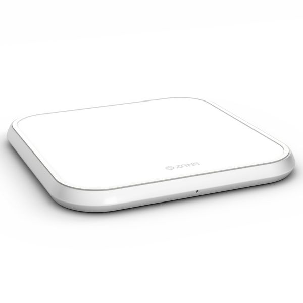 Zens Aluminium Single Wireless Charger - Draadloze oplader - Met laadkabel - 10 Watt - Wit