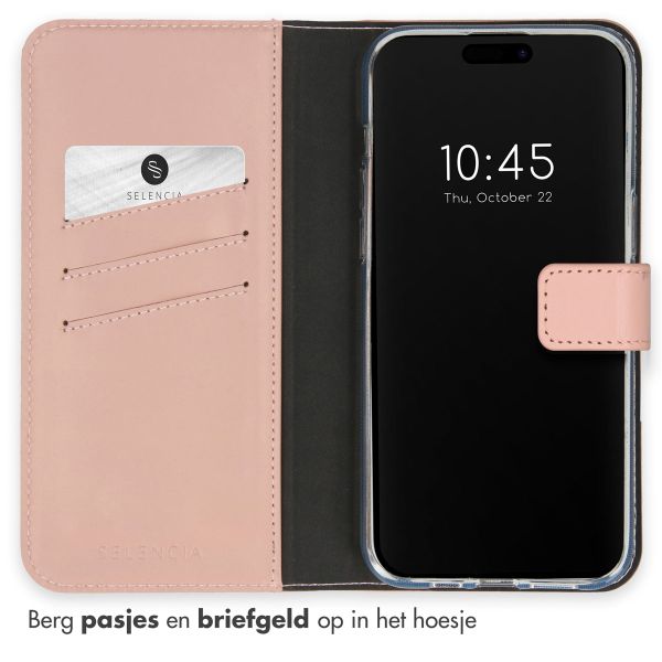 Selencia Echt Leren Bookcase Apple iPhone 15 Pro - Dusty Pink