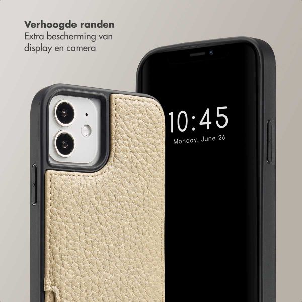 Selencia Nova Backcover met koord en pashouder iPhone 12 (Pro) - Beige