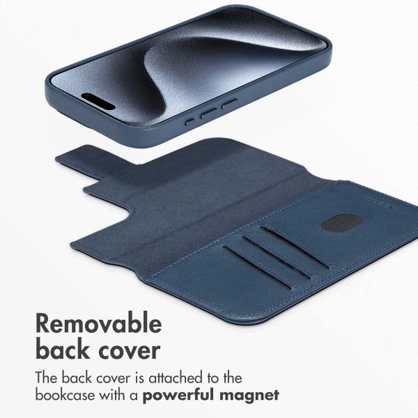 Accezz 2-in-1 Leather Bookcase with MagSafe Apple iPhone 15 Pro - Nightfall Blue