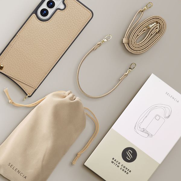 Selencia Nova Phone Case with Cord and Card Holder Samsung Galaxy S26 Plus - Beige