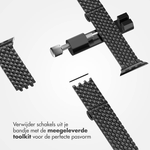 Selencia Stalen draak band Apple Watch Series 1 t/m 9 / SE (38/40/41 mm) | Series 10 / 11 (42 mm) - Zwart