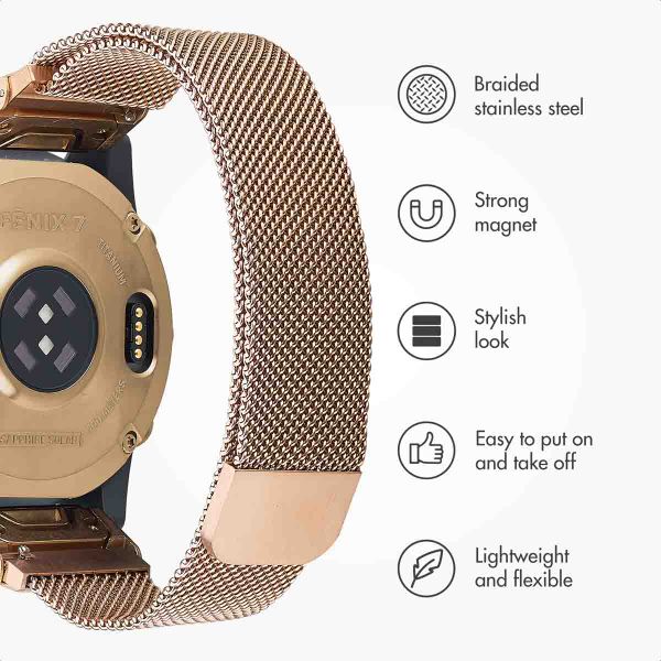 imoshion QuickFit® Milanese Band - Garmin 22 mm Connector - Size L/XL - Rose Gold