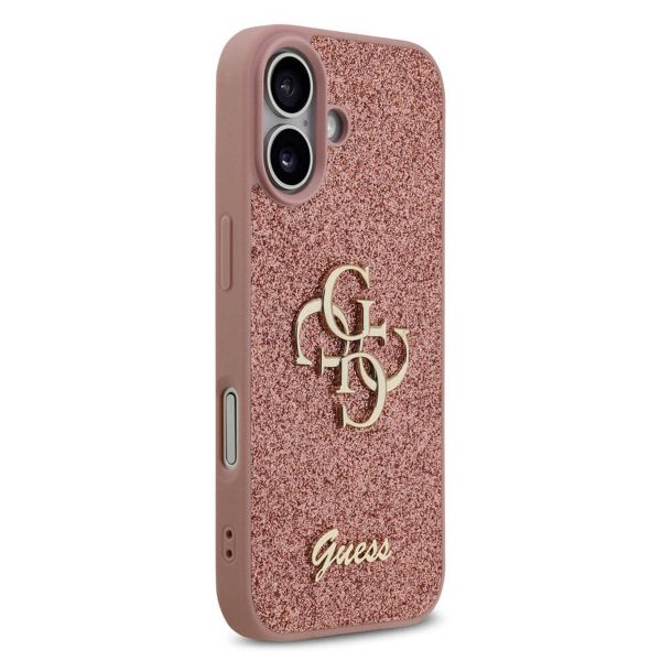 Guess 4G Metal Logo Glitter Backcover Apple iPhone 17 - Roze