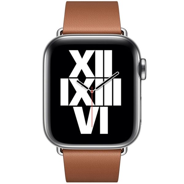 Apple Leather Band Modern Buckle Apple Watch Series 1 t/m 9 / SE (38/40/41 mm) | Series 10 / 11 (42 mm) - Maat L - Saddle Brown