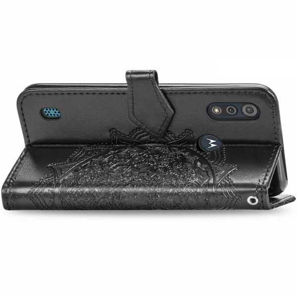 Mandala Bookcase Motorola Moto E6s - Zwart