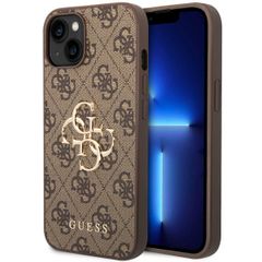 Guess 4G Metal Logo Backcover Apple iPhone 15 - Bruin