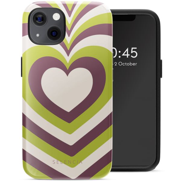 Selencia Vivid Tough Backcover met MagSafe iPhone 13 - Double Hearts Plum Fern