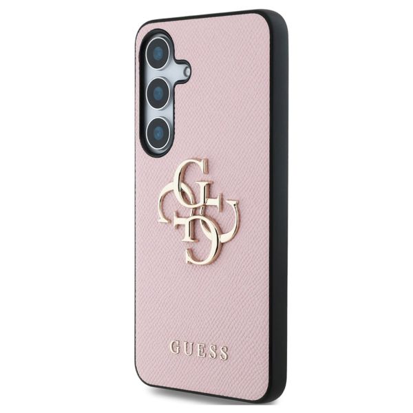 Guess 4G Metal Logo Saffiano Backcover Samsung Galaxy S25 - Roze