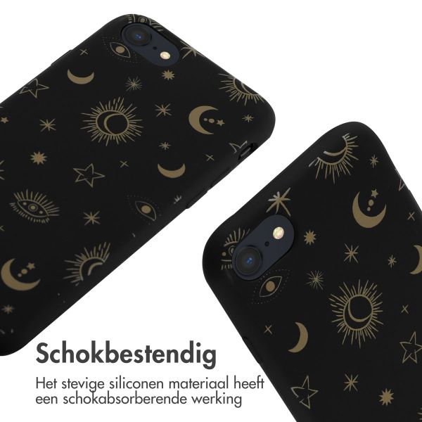 imoshion Siliconen design hoesje met koord Apple iPhone SE (2022 / 2020) / 8 / 7 - Sky Black