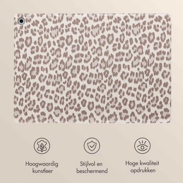Selencia Sabi Bookcase met panterprint Samsung Galaxy Tab A9 Plus - Soft Ivory