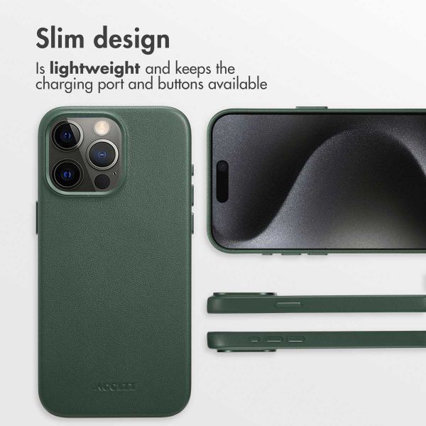 Accezz Leather Back Cover with MagSafe Apple iPhone 15 Pro Max - Cedar Green