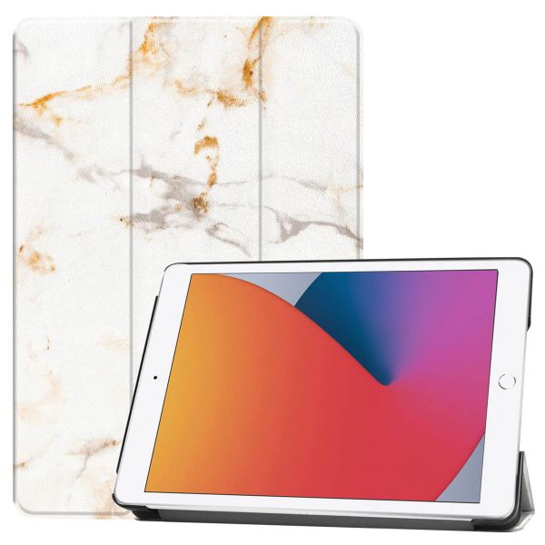 imoshion Design Trifold Bookcase Apple iPad 9 (2021) 10.2 inch / iPad 8 (2020) 10.2 inch / iPad 7 (2019) 10.2 inch - White Marble