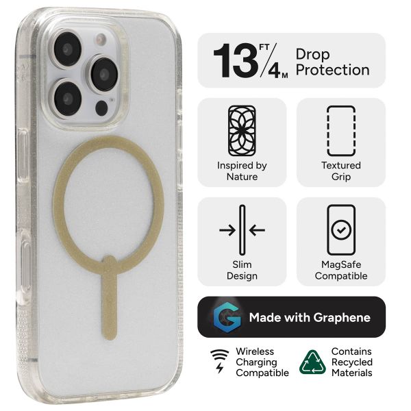 ZAGG Milan Snap Case met MagSafe iPhone 16 Pro - Gold Glitter