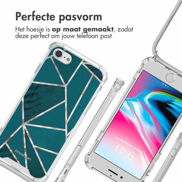 imoshion Design hoesje met koord iPhone SE (2022 / 2020) / 8 / 7 - Petrol Green Graphic