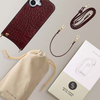 Selencia Nova Croco Phone Case with Cord and Card Holder Apple iPhone 17 - Burgundy