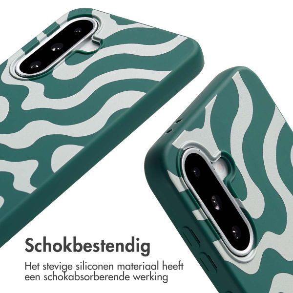 imoshion Siliconen design hoesje met koord Samsung Galaxy A36 / A56 - Petrol Green Groovy