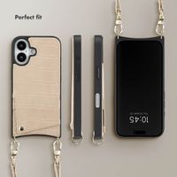 Selencia Nova Croco Phone Case with Cord and Card Holder Apple iPhone 16 - Beige