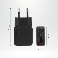 imoshion Powerbank 27.000 mAh + Accezz Ultra Slim GaN Oplader + Accezz USB-C naar USB-C kabel - 1 meter - Zwart
