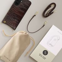 Selencia Nova Croco Phone Case with Cord and Card Holder Samsung Galaxy A37 (5G) - Choco Brown