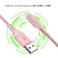 imoshion Lightning naar USB kabel - Non-MFi - Gevlochten textiel - 2 meter - Roze