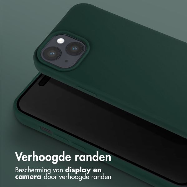 Selencia Siliconen hoesje met afneembaar koord Apple iPhone 15 - Donkergroen