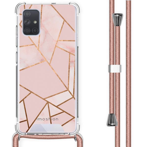 imoshion Design hoesje met koord Samsung Galaxy A71 - Grafisch Koper - Roze / Goud