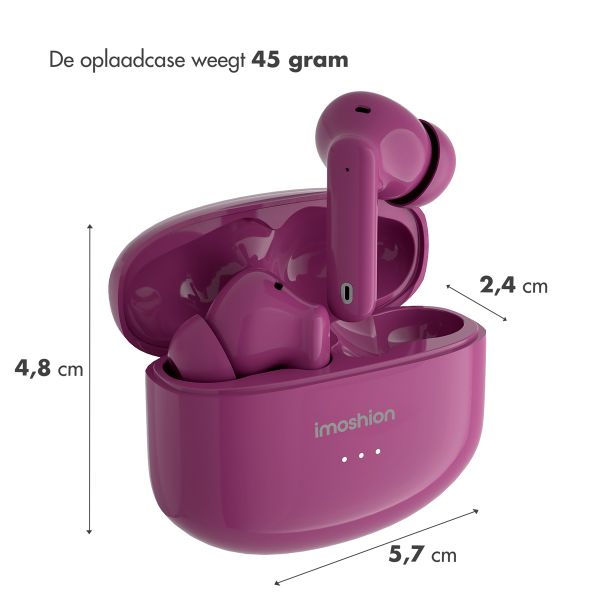 imoshion Aura Pro In-Earbuds - Draadloze oordopjes - Bluetooth draadloze oortjes - Met ANC noise cancelling functie - Bordeaux