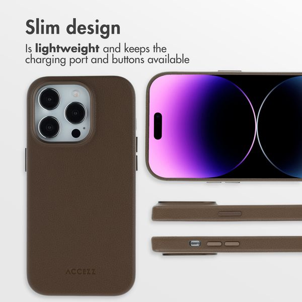 Accezz Leather Back Cover with MagSafe Apple iPhone 14 Pro - Coffee Brown
