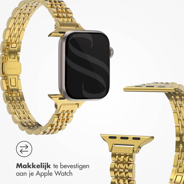 Selencia Slim Steel Jubilee Inspired schakelbandje Apple Watch Series 1 t/m 9 / SE (38/40/41 mm) | Series 10 (42 mm) - Goud