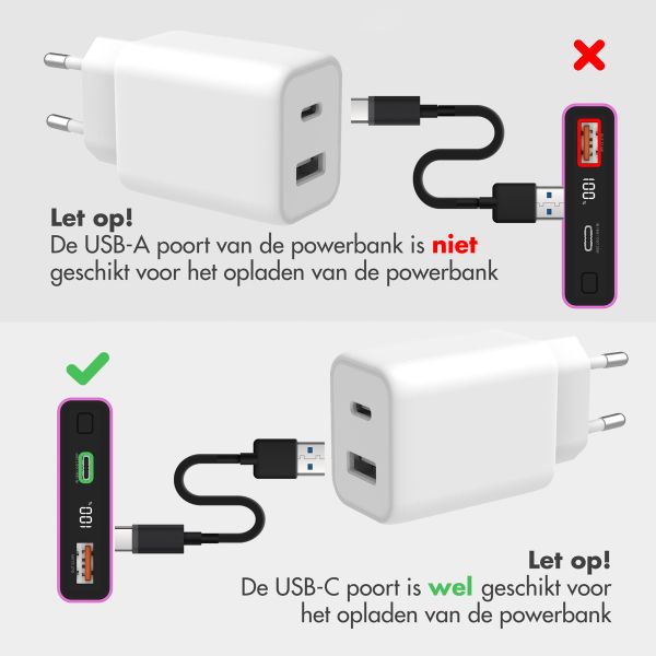 imoshion Ultra Series Aluminium Powerbank 10.000 mAh - Quick Charge en Power Delivery - Hot Pink