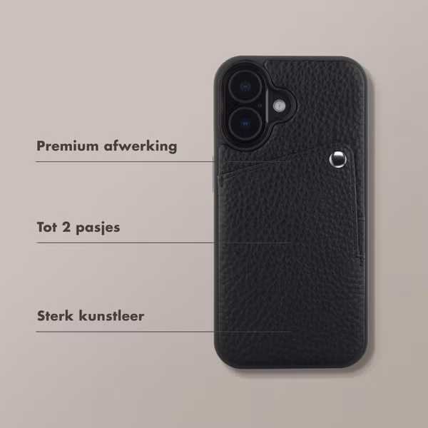Selencia Riva Backcover met Pashouder Apple iPhone 17 - Zwart