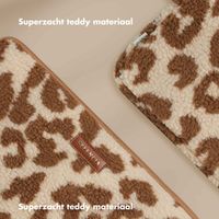 Selencia Teddy Laptop hoes 13-14 inch - Laptopsleeve - Vanilla Leopard