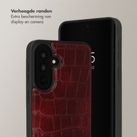 Selencia Nova Croco Telefoonhoes met Koord en Pashouder Samsung Galaxy A37 (5G) - Burgundy