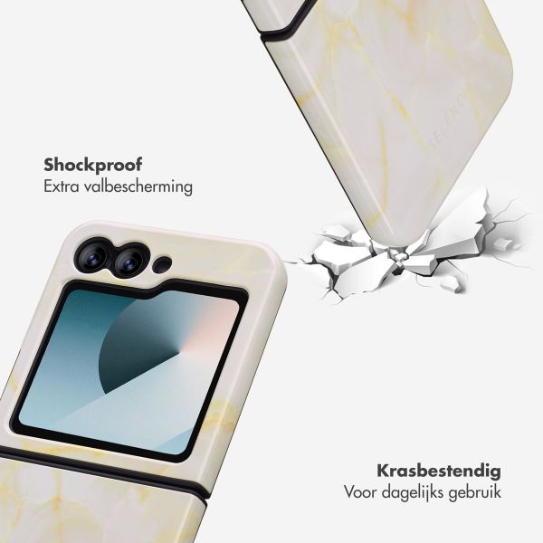 Selencia Vivid Backcover Samsung Galaxy Z Flip 6 / Flip 7 FE - Golden Beige Marble