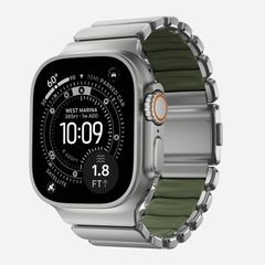 Nomad Stratos Band Apple Watch | 44/45/46/49 mm - Forest Green / Natural Titanium