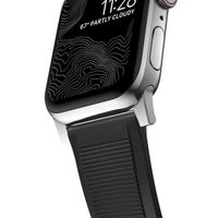 Nomad Rugged band FKM Apple Watch Series 1 t/m 11 / SE / Ultra (44/45/46/49 mm) - Zilver / Zwart