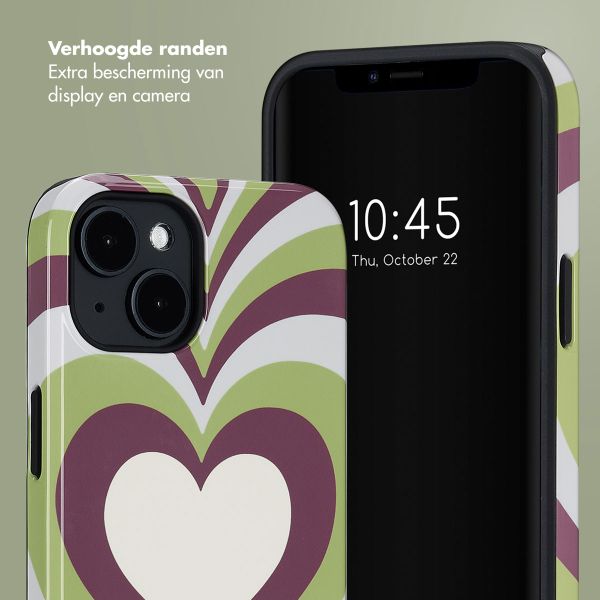 Selencia Vivid Backcover met MagSafe Apple iPhone 14 - Double Hearts Plum Fern